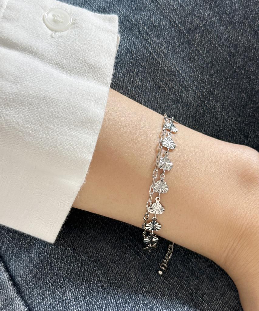 Monoflux Shining Heart Double Chain Bracelet
