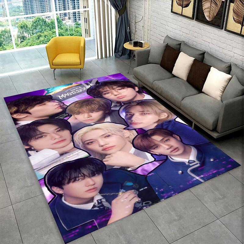 Kpop Stray Kids Music Star Carpet Rug for Playroom Bedroom Living Room Sofa Home Decor,kid Area Rug Non-slip Floor Mat Gift