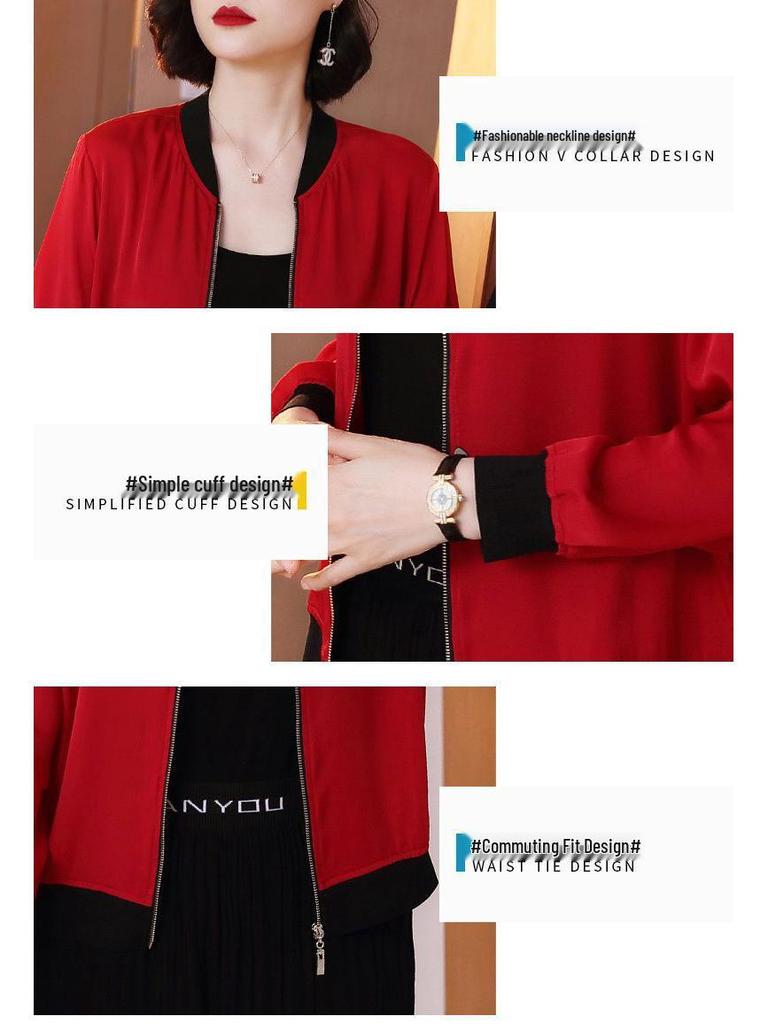 Mom's Elegant Chiffon Sun Protection Jacket – Slimming, Plus Size Cardigan, Stylish Loose-Fit Baseball Jacket for Women