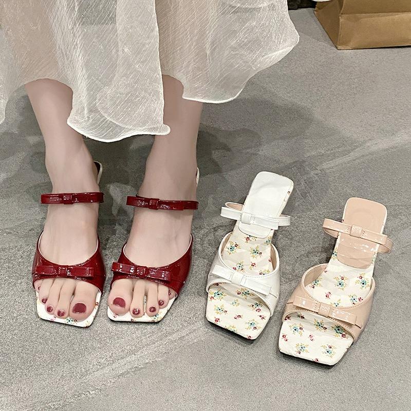 Fashion 2025 Summer Strange Style Heel Women Slippers Fashion Open Toe Butterfly-knot Ladies Dress Sandals Lazy Wedge Shoe