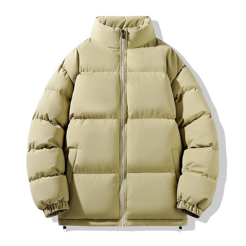 Autumn New Cotton-padded Clothes Couple Solid Color Stand-up Neck Cotton-padded Clothes Men's Fashion Trend Cotton-padded Clothes Thickened Warm Bread