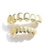 G001 Grillz de Hip Hop para Hombres y Mujeres Iced Out Latón Plateado/Dorado Brillante Juego Superior e Inferior Regalo