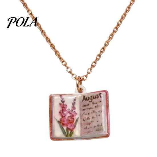 Women Birth Flower Necklace, Floral Book Pendant January to December Month Gift for Wife Girlfriend Sale Goods H