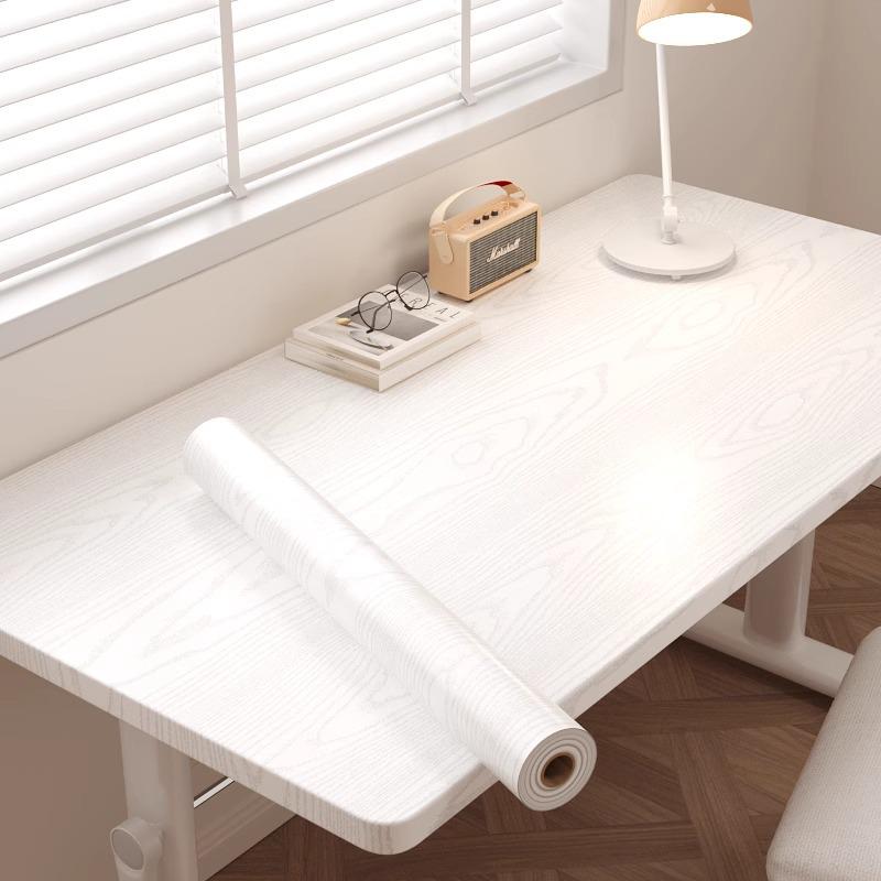 Waterproof Wood Grain Self-Adhesive Table Film for Office or Dining Renovation.