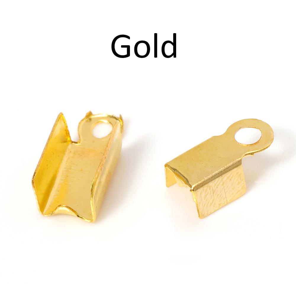 200pcs Cove Clasps Cord End Caps String Ribbon Leather Clip Tip Fold Crimp Bead Connectors for Jewelry Making DIY Supplies