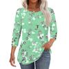 Women's Fashion Casual Vintage Floral Print Round Neck Sevenfold Sleeve T-shirt Top