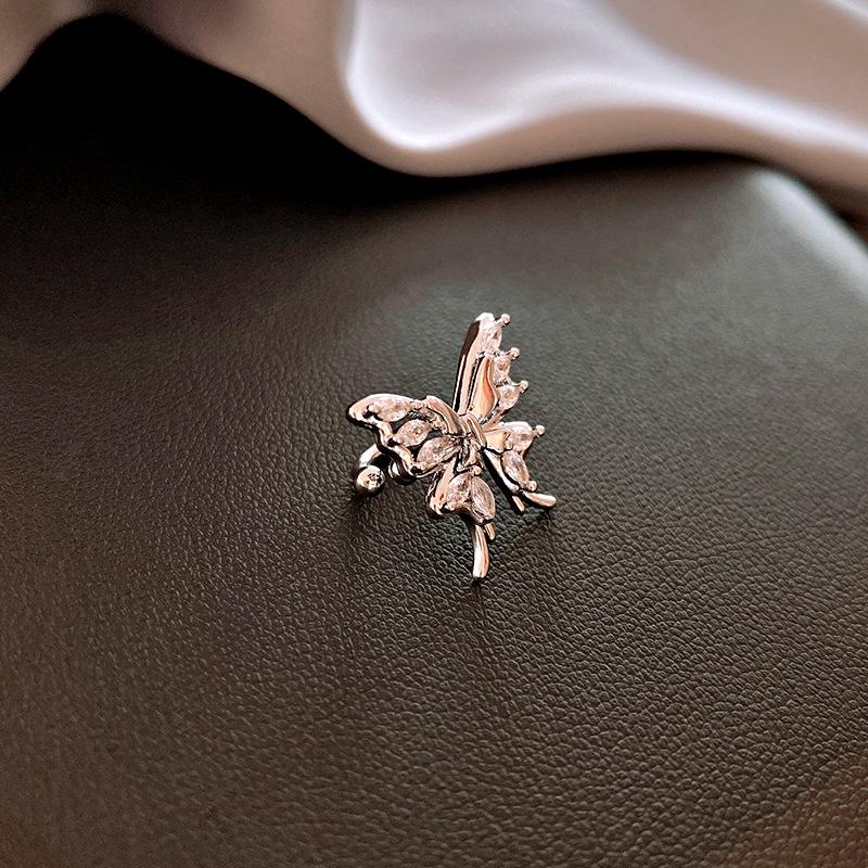 

Zircon butterfly ear bone clip ins cold wind personality light luxury no ear piercing ear clip temperament versatile earrings women