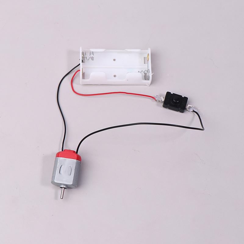 Black White 130 Motor Kit With 2Xaa Battery Storage Case And Switch 16500 Rpm Mini Diy Electronic Motor Circuit Models Kit