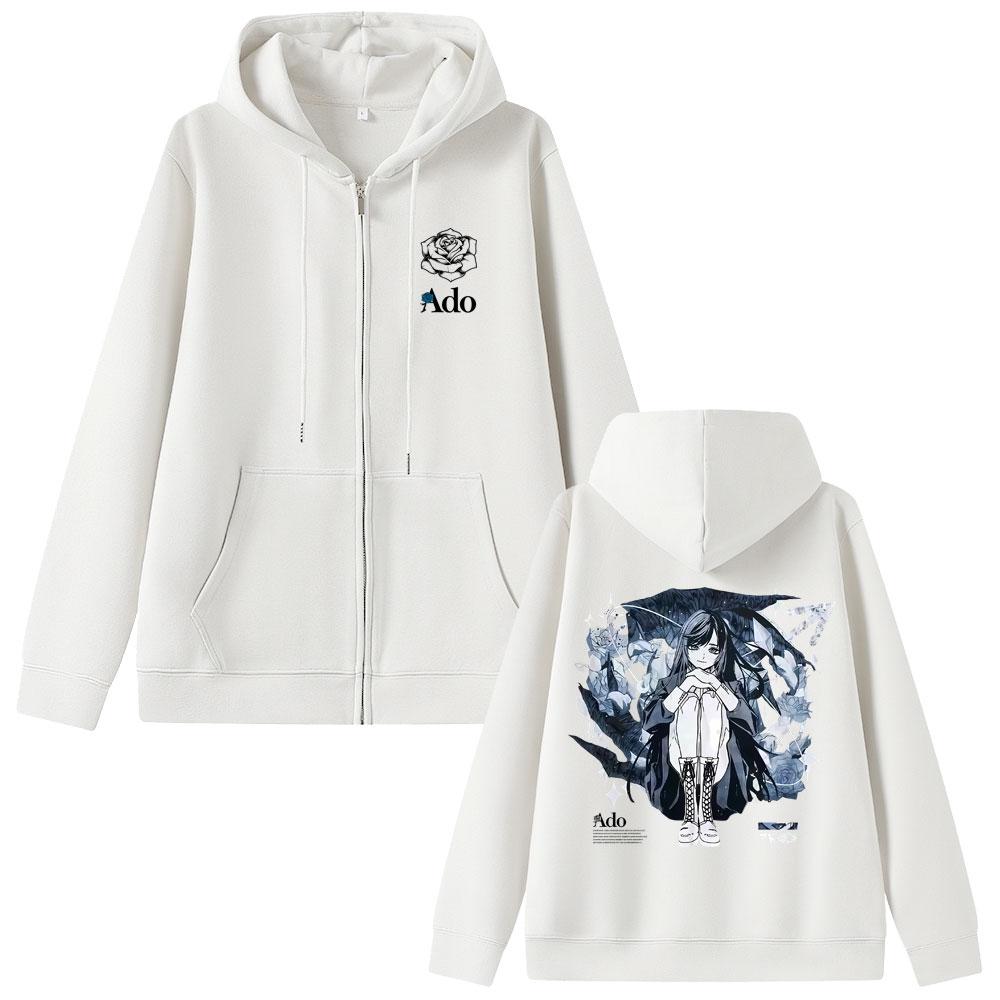 Ado World Tour Hibana Zipper Hoodie Men Women Fashion Japanese Style Zip Up Jacket Unisex Casual Fleece Zip Up Sweatshirt