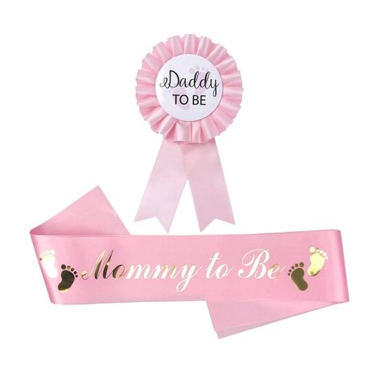 

2 шт. Mommy to Be Sash Синій Рожевий Daddy to Be Значок Baby Shower Party Майбутня мама Батько Костюм Декорація Фотореквізит Стать розкриває подарунок For girl