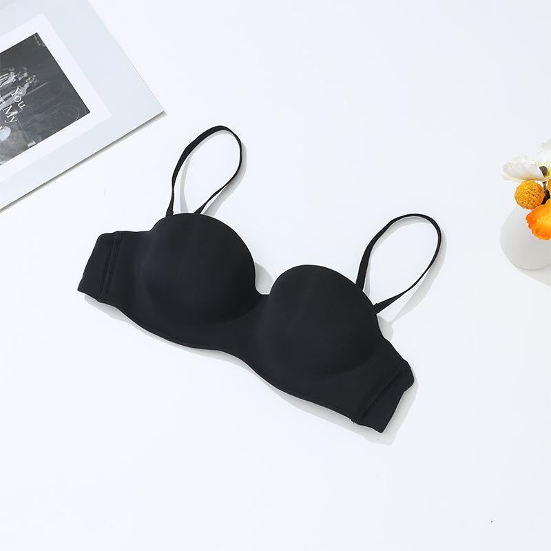 Women's seamless strapless underwear does not fall off the bra, soft underwire gathers to prevent sagging, small breasts sexy bra