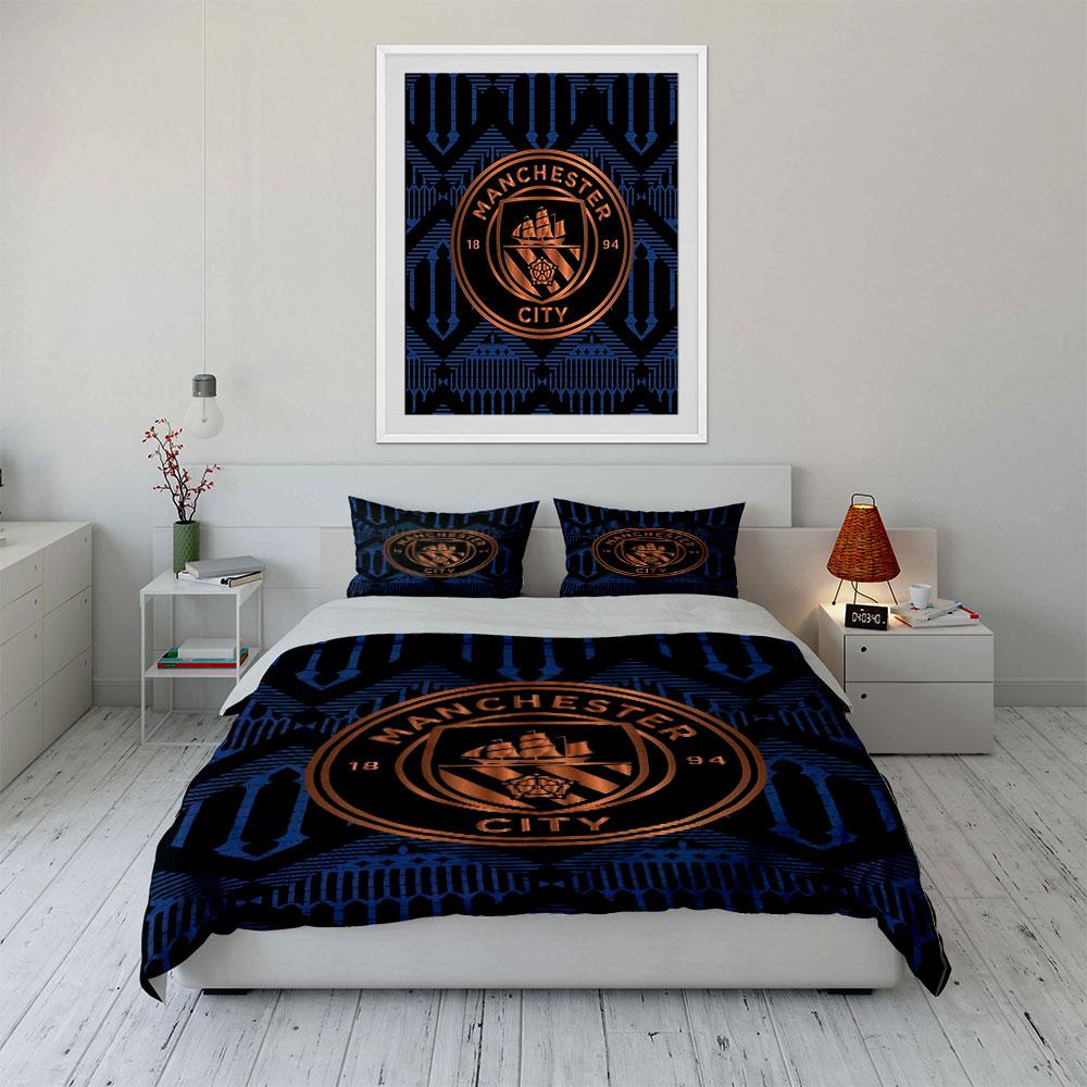 "Manchester City Logo Bedding" Bedding Duvet Cover Set Duvet Cover Pillowcases (1 * Duvet Cover 2 * Pillowcases, Without Duvet Insert)
