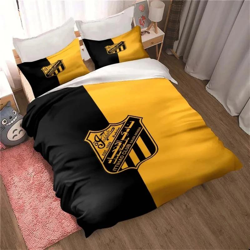 Al-Ittihad Club Jeddah Ložní souprava Chlapci Dívky Jednolůžko Queen Size Povlak na přikrývku Povlak na polštář Postel Děti Dospělí Móda Domácí textil