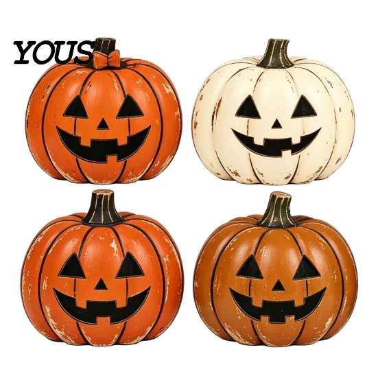 Multiuse Holiday Party Decorations 3/4Pcs Vintage Wooden Pumpkin Decor, Rustic Fall Tabletop Centerpiece, Farmhouse American Country Home Accents