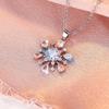 Ice and Snow Themed Snowflake Pendant Necklace Full of Zirconia, Versatile Women's Necklace
