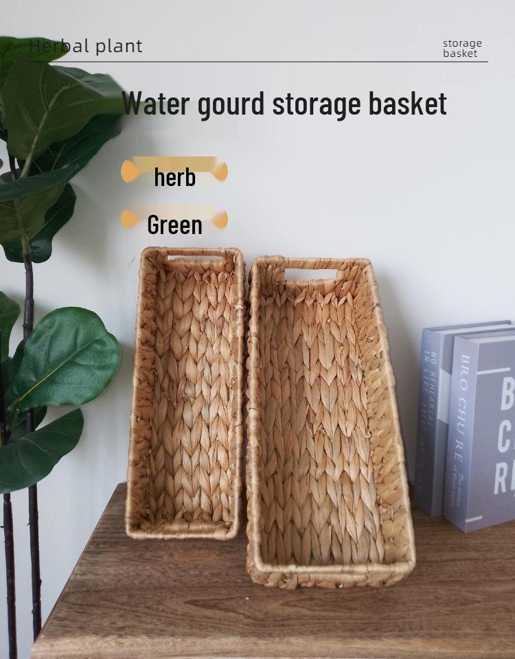 Water Hyacinth Woven Storage Basket - Magazine & Handheld Organizer