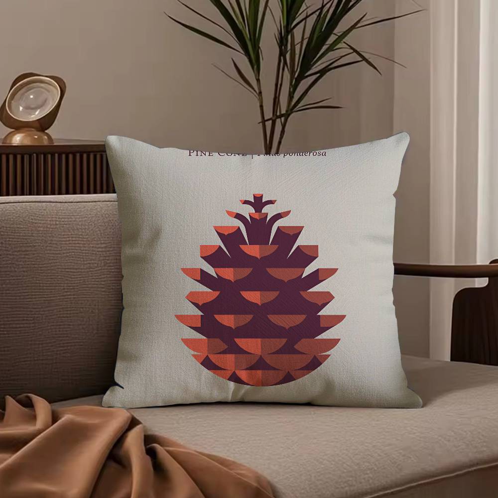 Simple Flower Art Pillow Case Anti-dustmite Pillowcase Invisible Zipper Silky Short Plush Sofa Cushion Cover