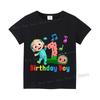 Cocomelons Number T-shirt Cute Cartoon Printed Birthday Party Tops Tee Boys Tshirt Summer Short Sleeved Cotton Children Clothing