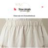 Japanese Mori Girl Linen Half Skirt: Women's Elastic Waist, Heavy Embroidery, Mid-Length A-Line Design.
