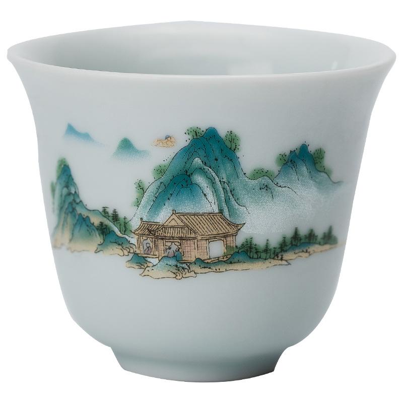 Suet jade white porcelain tea set ice seed household light luxury high-end 1011 new cover bowl kung fu tea cup tea cup