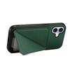 For iPhone 17 Case Card Holder Kickstand Calf Textured Leather + PC + TPU Phone Cover