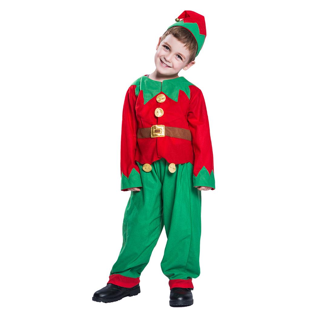 Christmas Elf Cosplay Set Including Elf Top, Trousers/Dress, Elf Hat, Children Elf Costumes, Adult Elf Cosplay Costumes