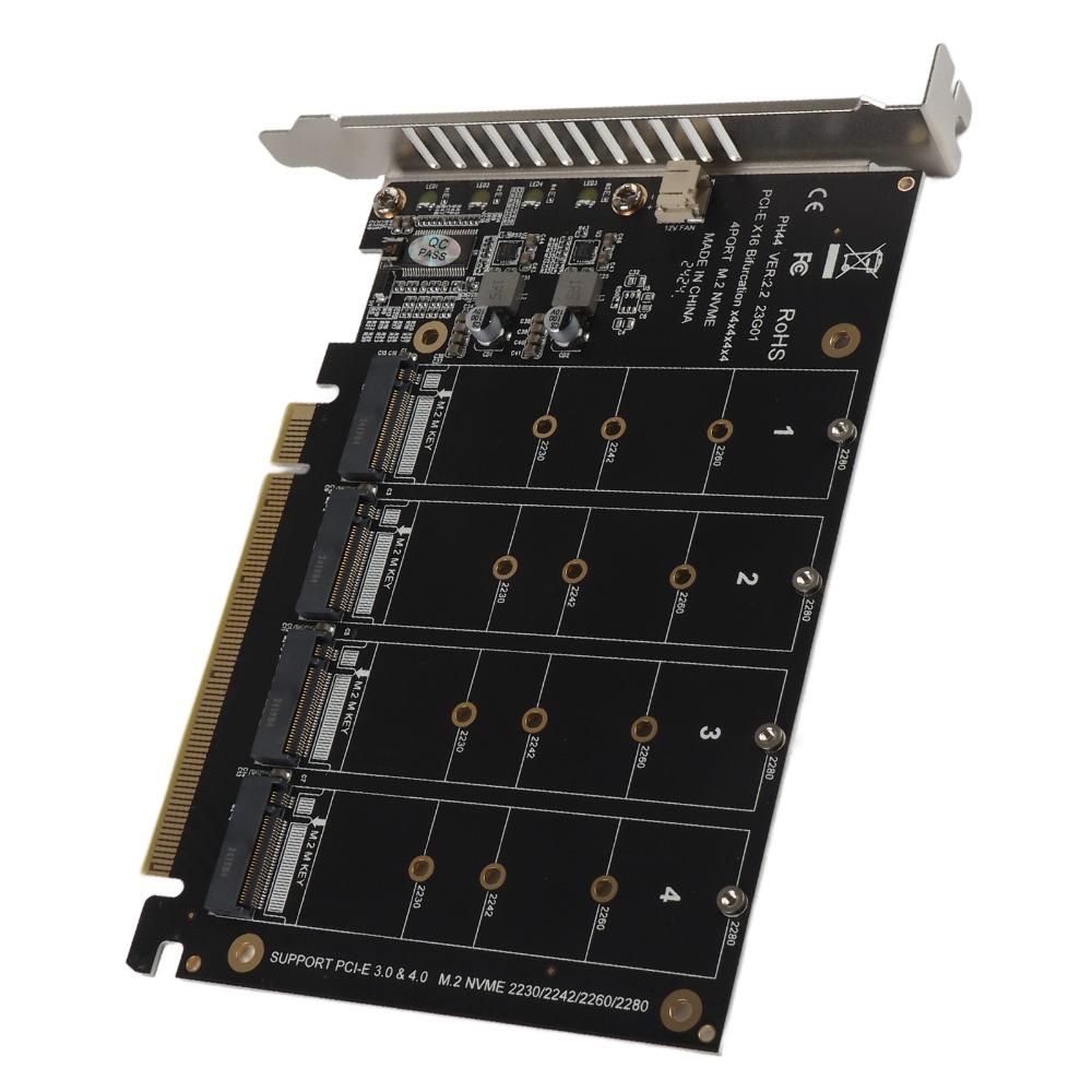 4 Port M.2 PCIE Adapter Card Plug and Play SSD Converter Card PCIE Expansion Card Gaming PC