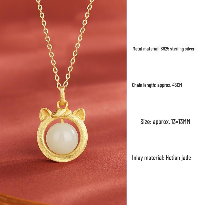 

Ожерелье из нефрита Хэтянь с серебряной цепочкой s925 в форме сердца - Женский нишевый дизайн