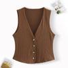 Vest Top for Women Vintage Tank Crop Top V Neck Button Down Waistcoat Retro