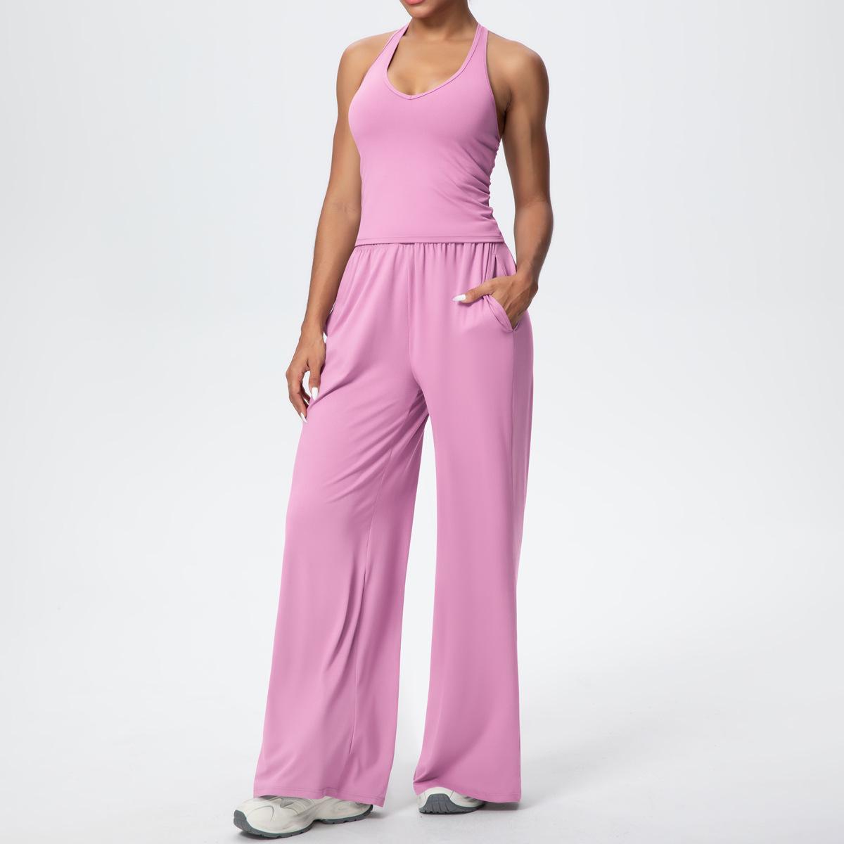 

Fine Brushed Racerback Sports Vest & Loose Yoga Pants Set Large