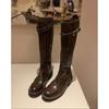 Cowhide Version~ Thick Sole But Knee Boots Women's Maillard Boots Tall Leather Knight Boots