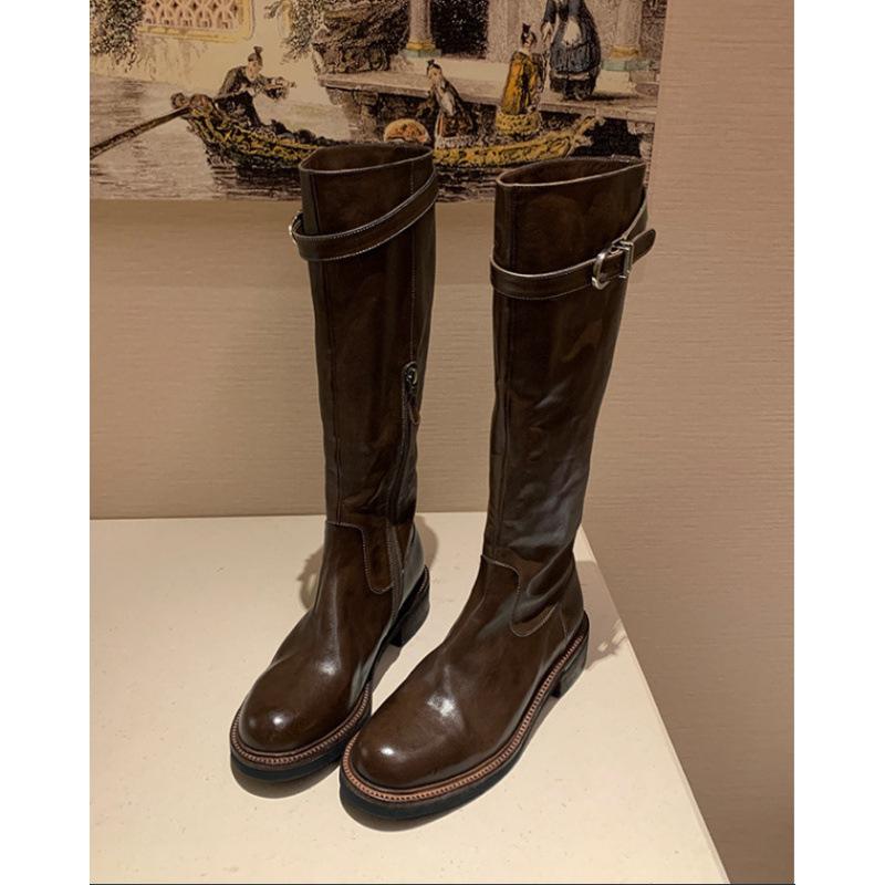 Cowhide version~ Thick sole but knee boots Women's Maillard boots Tall leather knight boots