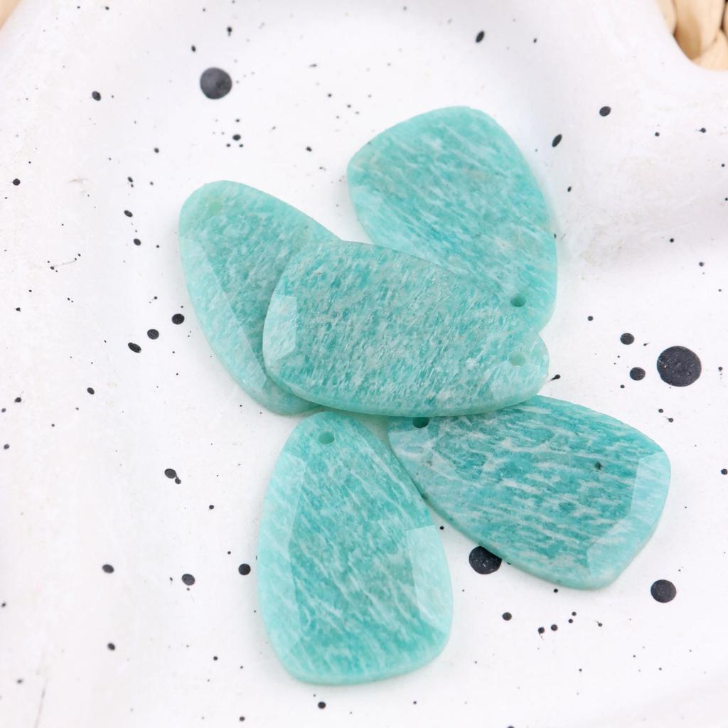 Natural Amazonite Geometric Cut-Edge Pendant for Earrings, Semi-finished Handmade Jewelry Accessory