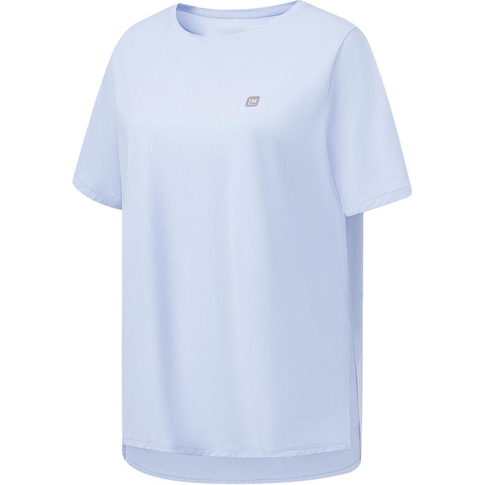 

Li Ning Womens Fitness Series Moisture-Wicking Quick-Dry Summer Loose Knit Short Sleeve T-Shirt Women Tops Sky-Blue ATST364-3