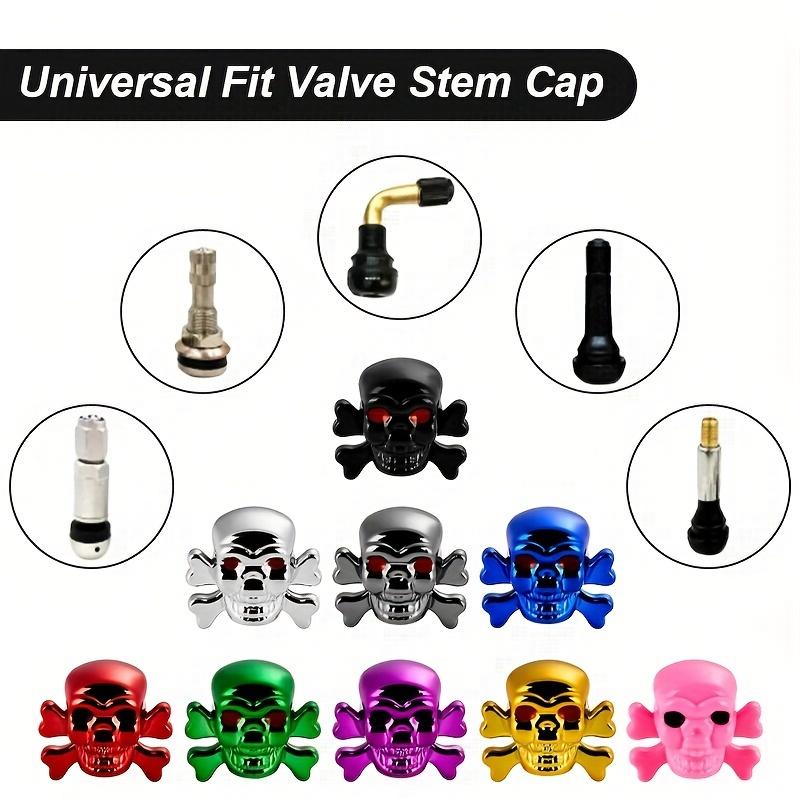 4Pcs Bone Skull Car Tire Valve Caps Dustproof Anti-Theft Air Leak Protection Standard 8V1 Thread Auto Wheel Styling Caps Valve Stems 1