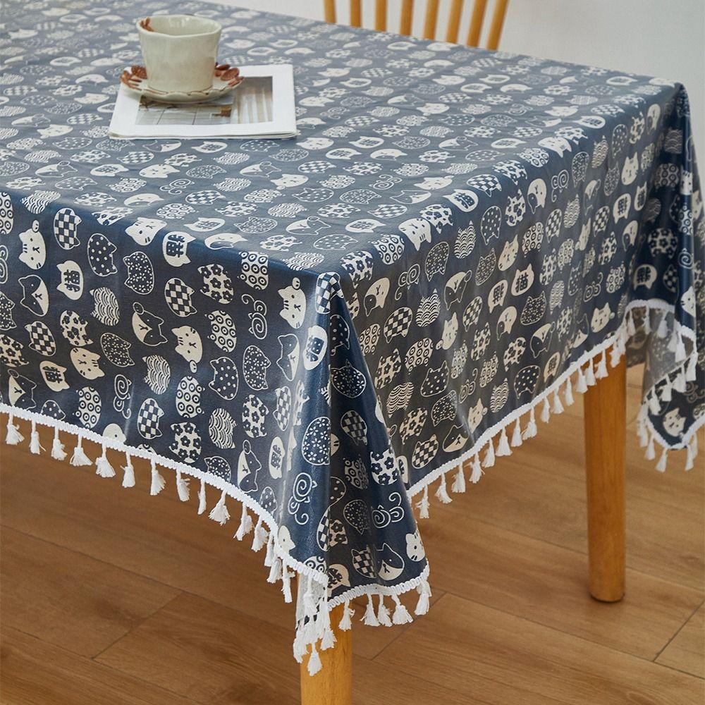 Rectangular Waterproof Coated Tablecloth Reusable Table Mat Table Protection Coat Tea Table