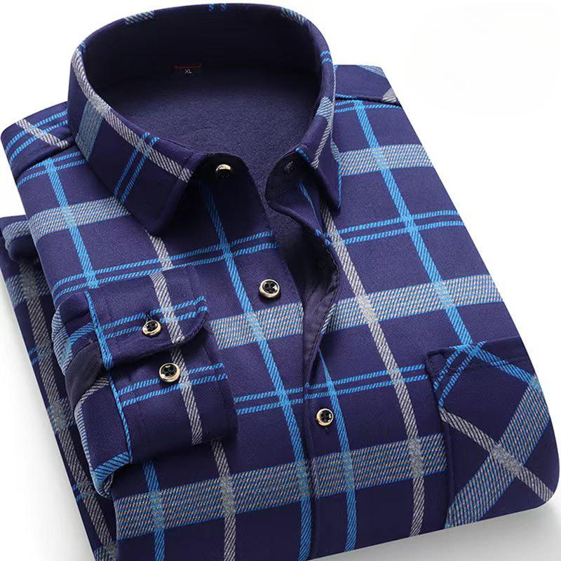 

Мужская осенне-зимняя рубашка в клетку с принтом в тон, толстый плюш с длинными рукавами и лацканами, однобортный кардиган, деловой стиль, отец средних лет L