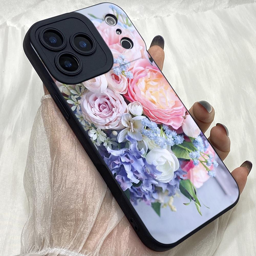 M327 Blumen Pfingstrosen Vase Engelaugen Weiche Handyhülle für iPhone Samsung Galaxy Xiaomi Rdemi Huawei Honor Infinix Realme OPPO vivo Alle Modelle TPU Hülle