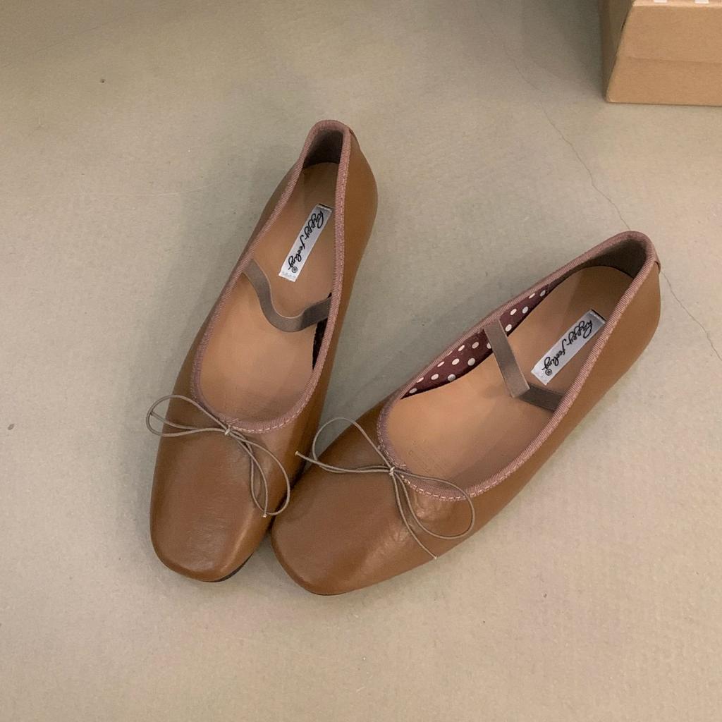 Fashion Bailamos Women Flat Ballet Shoes Female New Bow Band Retro Shallow Mouth Women's Shoes Soft Ballet Shoes Size 39-40 Mujer