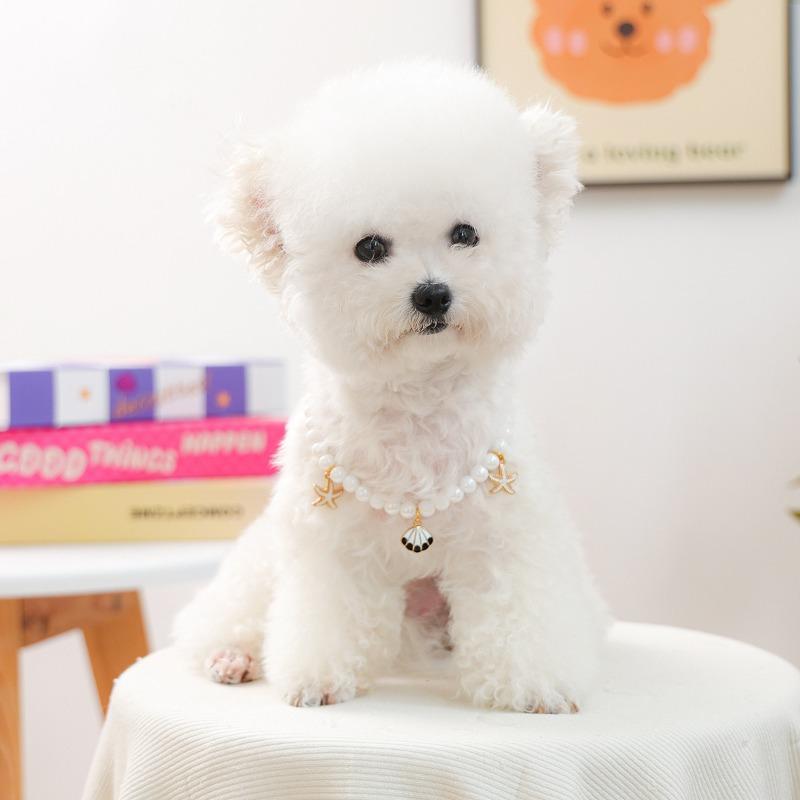 

Pet Pearl Necklace Shell Starfish Pendant Cat Collar Puppy Dog Teddy Neck Cute Ornament