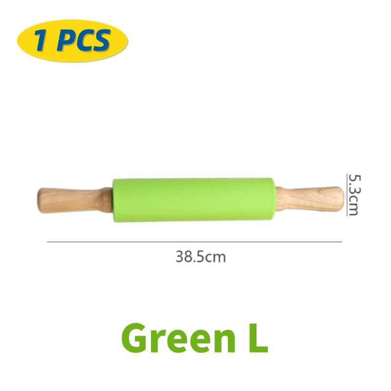 1/4Pcs Non-Stick Silicone Rolling Pin Wooden Handle Pastry Dough Flour Roller Kitchen Cooking Kid Baking Tool For Pasta Dough