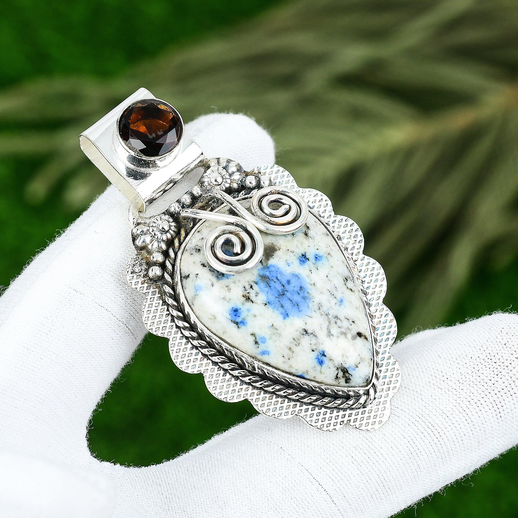 

Подарок для женщин Ювелирная подвеска из стерлингового серебра 925 пробы с натуральным камнем К2 Яшма