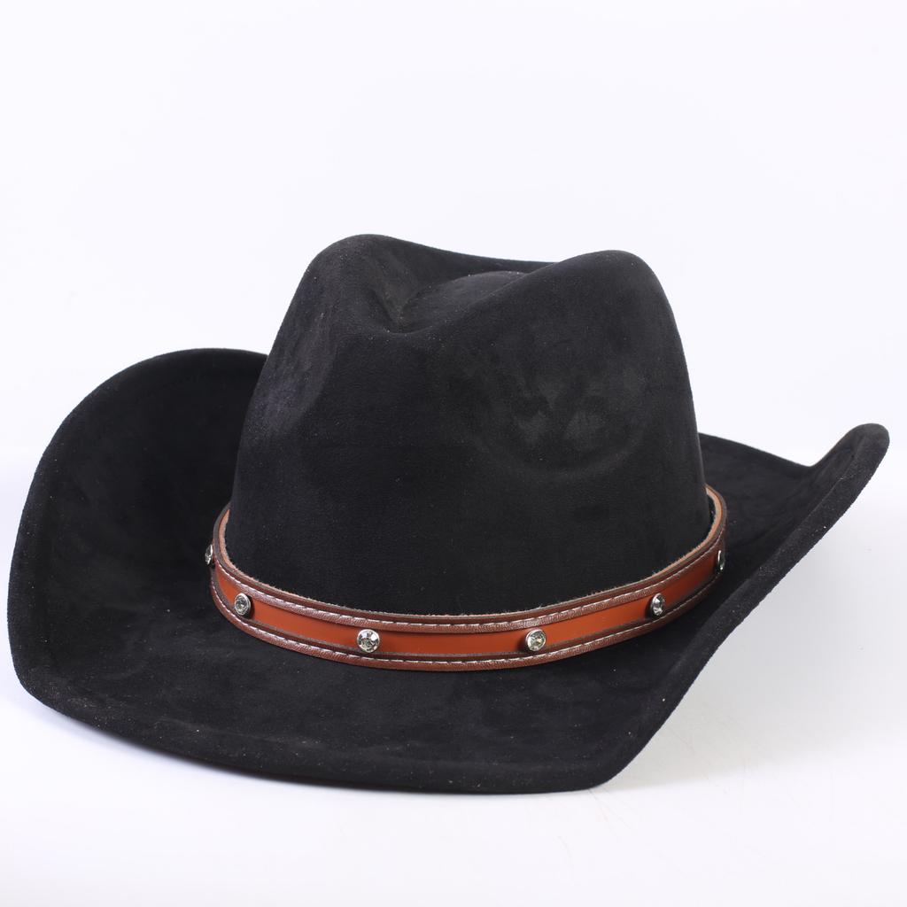 Popolare cappello da cowboy western classico in camoscio europeo e americano, cappello a tesa larga moda uomo e donna per l'ombra