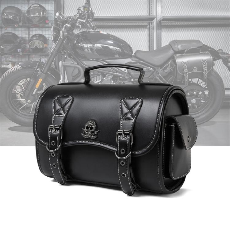 Punk Style Saddlebag Universal PU Side Bag Pouch Travel Luggage Bag with 2 Straps Over Saddles Bag Motorcycle Tool Bag