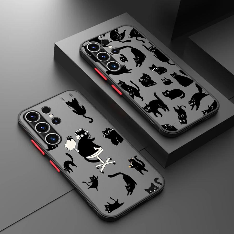 Case for Samsung Galaxy Note 20 Ultra 10+ S25 Ultra S23 FE S24 Plus S20 FE S22 S21 S26 Funda Back Phone Cover Cute Cartoon Cat
