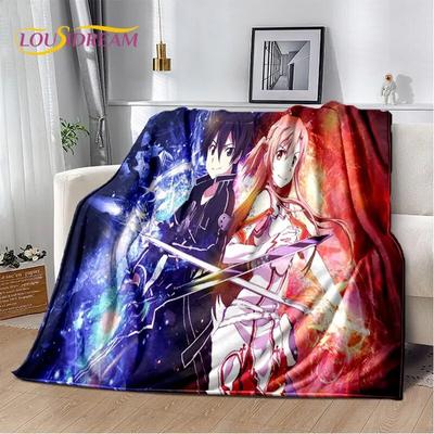 Sword Art Online SAO Anime Cartoon miękki pluszowy koc, flanelowy koc rzut koc do salonu sypialnia kanapa z funkcją spania piknik dla dzieci