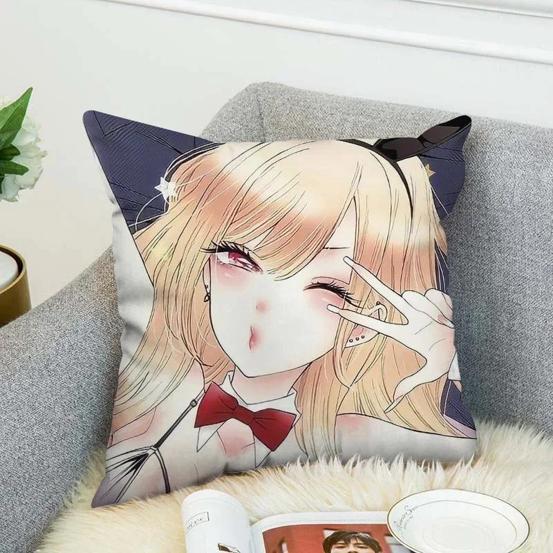 Pilow Cases Kitagawa Marin Couple Pillow Pillowcases 50X50 Decorative Pillows For Sofa Car Decoration Cushion Cover Luxury Anime