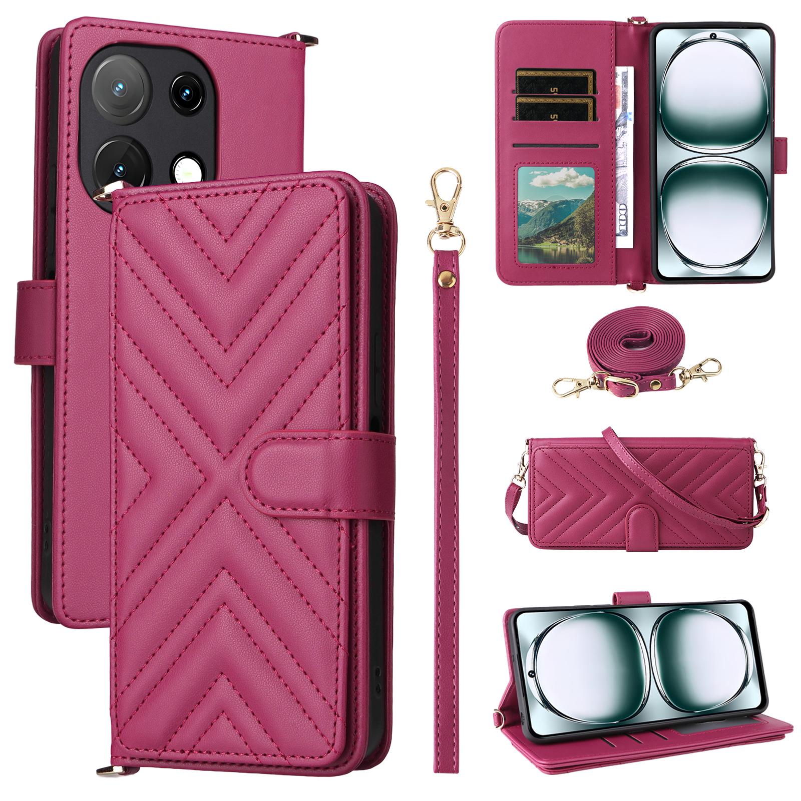 

Stand Wallet Case with Shoulder/Wrist Strap For Umidigi Note 100A/Note 100 5G/Note 100 Leather Phone Cover Rose