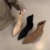 Skinny boots short boots suede British style year matte socks boots flat bottom niche pointed retro design sense