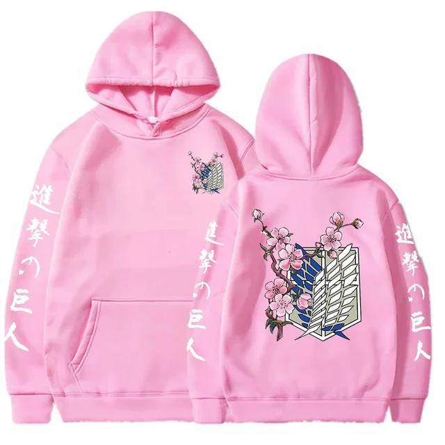 Hot Anime Attack On Titan Wings Of Liberty Sakura Wings of Liberty Graphic Men Women Hoodies Plus Size Sweatshirt Streetwear